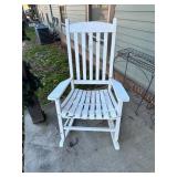 Two White Wooden Rocking Chairs