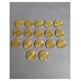 (17) 1990 Bandai Brass Baseball Coins