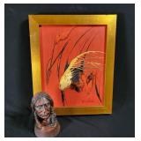 Signed Painting & J.Bird Bust