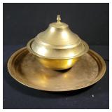 Brass Tray and Covered Serving Dish