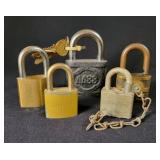 5 Assorted Padlocks with Keys