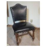 Black Leather Brass Stud Chair