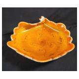 Orange and White Hand-Blown Glass Bowl