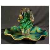 Hand-Blown Glass Vase and Bowl Set