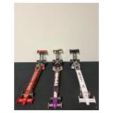 3 Vtg Dragster Model Cars 16''x2.5''x4''