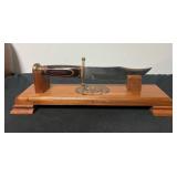 Commemorative Knife 15'' W/Wood Stand 11.5''