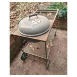 Metal Cart with Weber Charcoal Grill