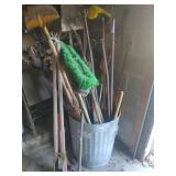 Trash Can Full of Yard Tools & More