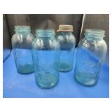 4 Blue Ball Quart Jars