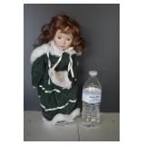 Porcelain Winter Doll w/ Stand