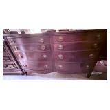 Dixie Mahogany Bow Front Double Dresser
