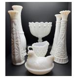 Various Milk Glass Items-See Photos