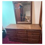 Wooden Dresser with Mirror and Drawers