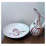 Mid-Century Ceramic Ewer and Bowl Set
