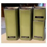 1960s avocado green metal canister set