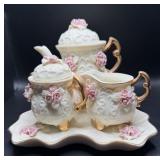 6pc Porcelain Pink Rose Mini Tea Set