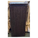 Vintage lidded wicker storage bin
