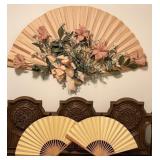 Vintage Oversized Folding Wall Fan Set