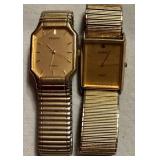 Pair of Pulsar (by Seiko) Gold-Tone Tank Watches