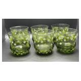6 Vtg Libbey Strawflower olive green juice glasses