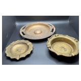 3 Brass Ashtrays-See Photos