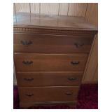 Wooden Four-Drawer Chest with Carved Trim