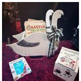 Wooden Swan-Themed Storage Cart with Books