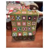 Crocheted Multicolor Granny Square Blanket
