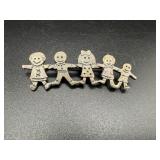 Sterling Silver Family Brooch, Marked 925