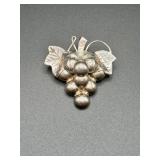 Sterling Silver Grape Brooch 925