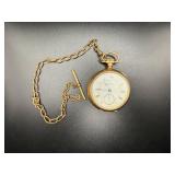 Gold-Tone Pocket Watch with Chain