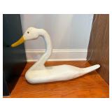 Hand-Carved Wooden Swan Sculpture