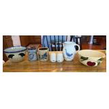 Ceramic Bowls, Pitcher, Crocks, and Shakers