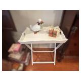 White Folding Tray Table With Handles