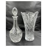 Cut Glass Decanter and Vase Set