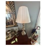 Table Lamp With Silver Base and White Shade