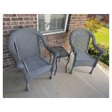 Outdoor Wicker Chairs with Metal Table Set