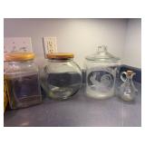 Glass Storage Jars and Basket Lot