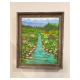 Framed Landscape Painting On Canvas by Lou