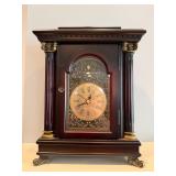 Dark Wood Mantel Clock With Roman Numerals