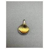 925 Sterling Silver Shell Pendant w/ Gold Detail
