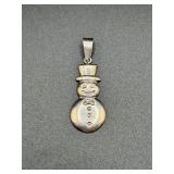 925 Sterling Silver Snowman Pendant