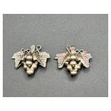 Mexico 925 Sterling Silver Grape Clip-On Earrings
