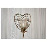 Pair of Metal Heart Wall Sconces