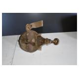 Vtg Clamp On Hand Crank Bench Grinder