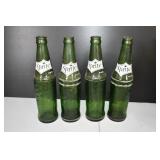 Set of 4 Vtg Dimpled Green Sprite Bottles