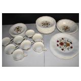 Homer Laughlin Bayberry Floral Basket Dish Set