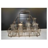 Metal Milk Crate w/ Milk Bottles