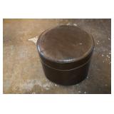 Vtg Brown Vinyl Round Footstool