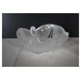 Vtg Crystal Frosted Glass Salad Bowl w/ Doves